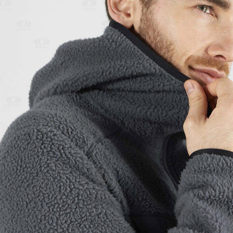 Pánské Mikiny S Kapucí Salomon ESSENTIAL WARM TEDDY Šedé | CZ-O1392