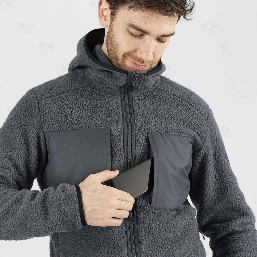 Pánské Mikiny S Kapucí Salomon ESSENTIAL WARM TEDDY Šedé | CZ-O1392