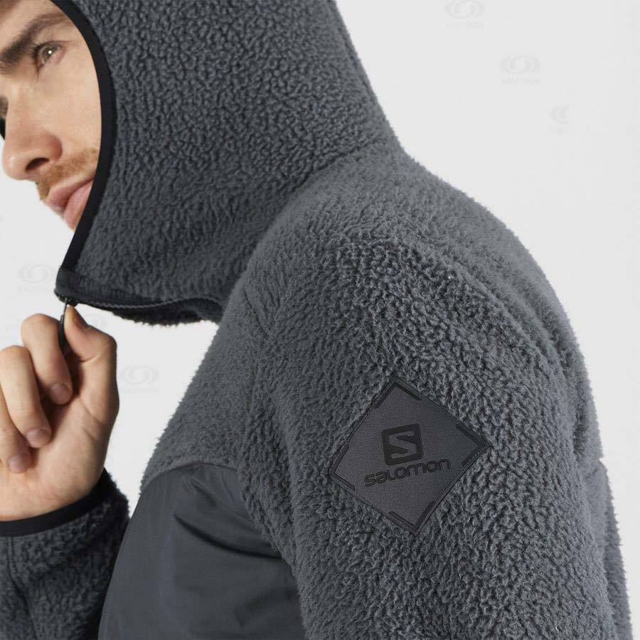 Pánské Mikiny S Kapucí Salomon ESSENTIAL WARM TEDDY Šedé | CZ-O1392