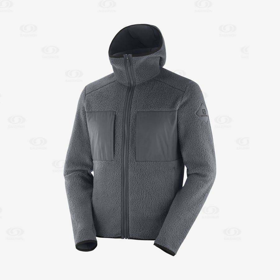 Pánské Mikiny S Kapucí Salomon ESSENTIAL WARM TEDDY Šedé | CZ-O1392