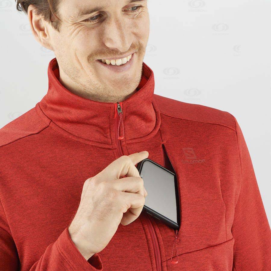 Pánské Mikiny S Kapucí Salomon ESSENTIAL LIGHTWARM HEATHER Červené | CZ-O2559