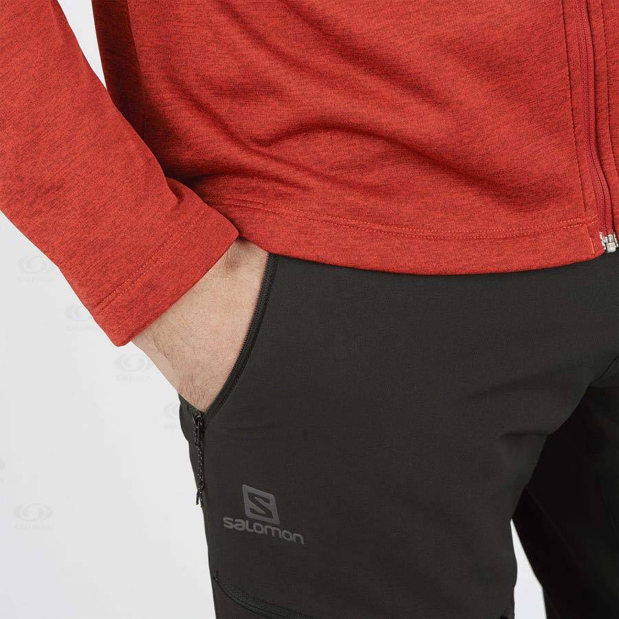 Pánské Mikiny S Kapucí Salomon ESSENTIAL LIGHTWARM HEATHER Červené | CZ-O2559