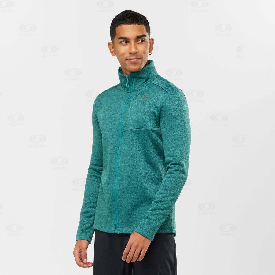 Pánské Mikiny S Kapucí Salomon ESSENTIAL LIGHTWARM HEATHER Zelene | CZ-S1422