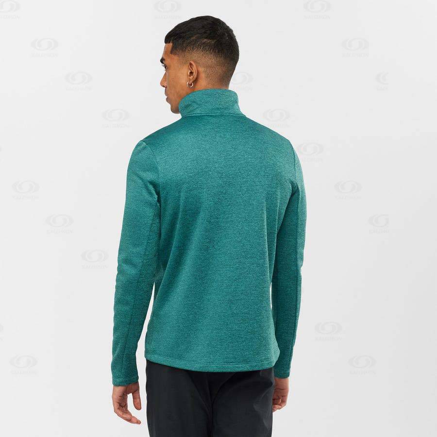 Pánské Mikiny S Kapucí Salomon ESSENTIAL LIGHTWARM HEATHER Zelene | CZ-S1422