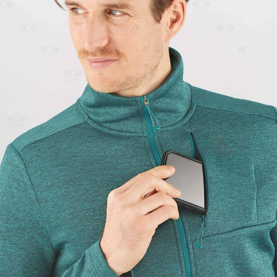 Pánské Mikiny S Kapucí Salomon ESSENTIAL LIGHTWARM HEATHER Zelene | CZ-S1422