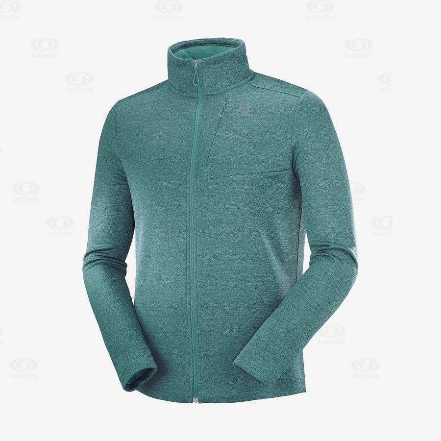 Pánské Mikiny S Kapucí Salomon ESSENTIAL LIGHTWARM HEATHER Zelene | CZ-S1422