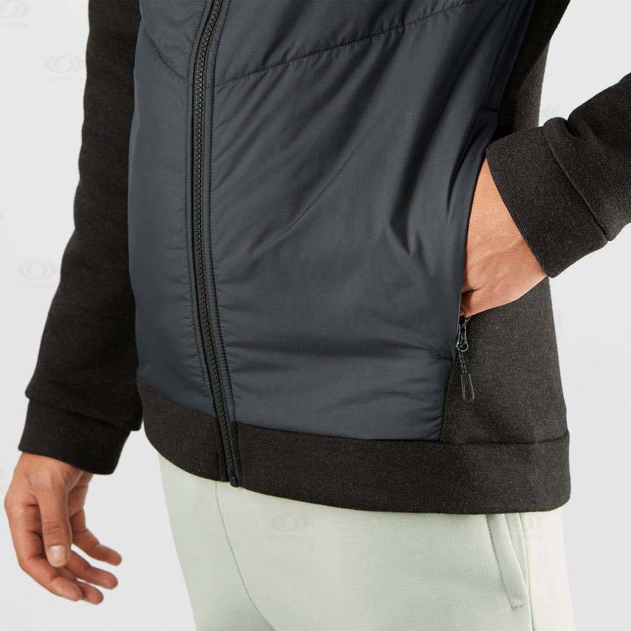 Pánské Mikiny S Kapucí Salomon ESSENTIAL XWARM HYBRID Šedé | CZ-S1884