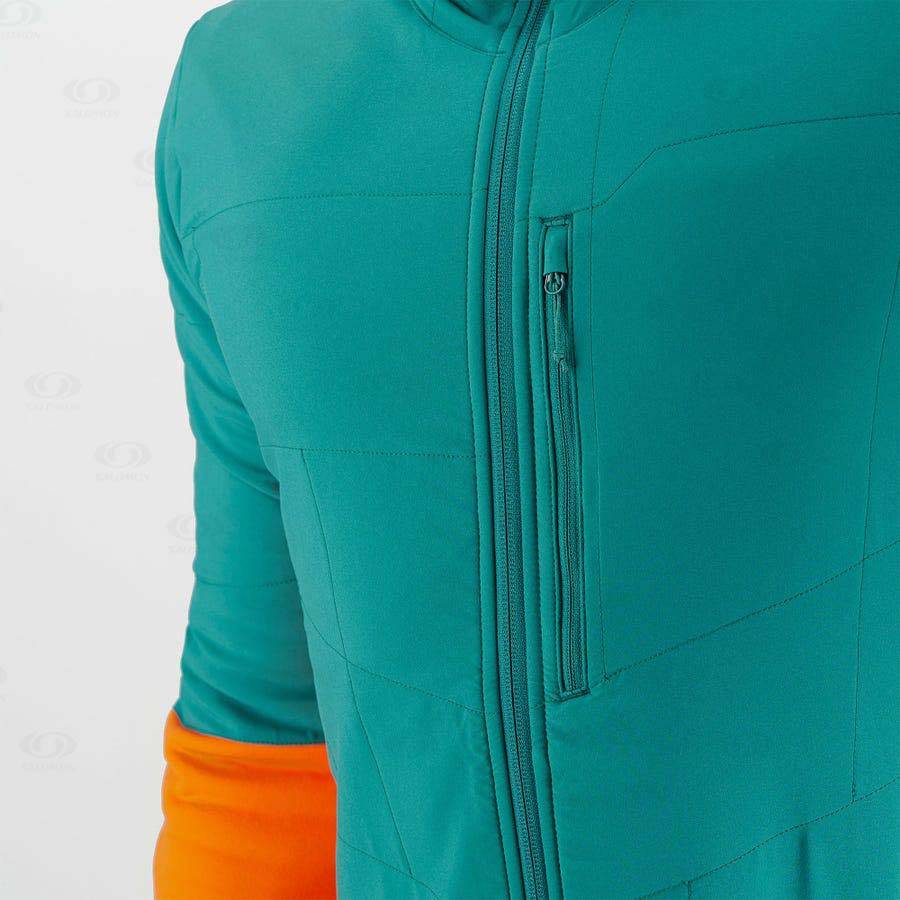 Pánské Mikiny S Kapucí Salomon OUTLINE WARM HYBRID Zelene | CZ-A1759