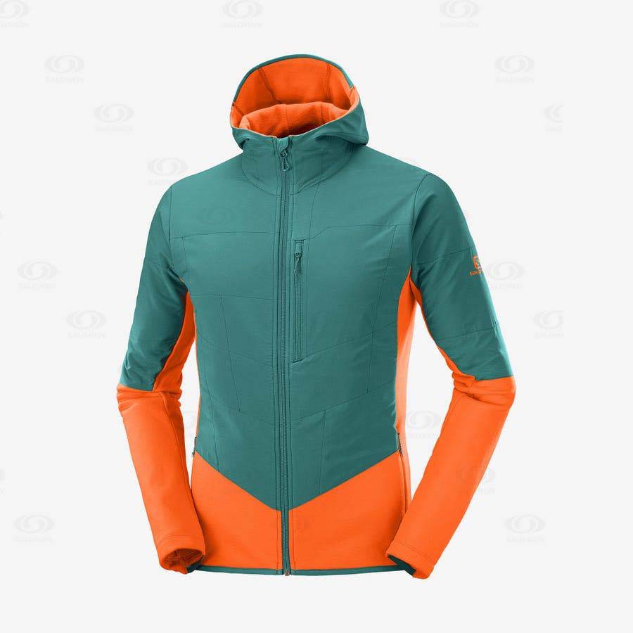 Pánské Mikiny S Kapucí Salomon OUTLINE WARM HYBRID Zelene | CZ-A1759