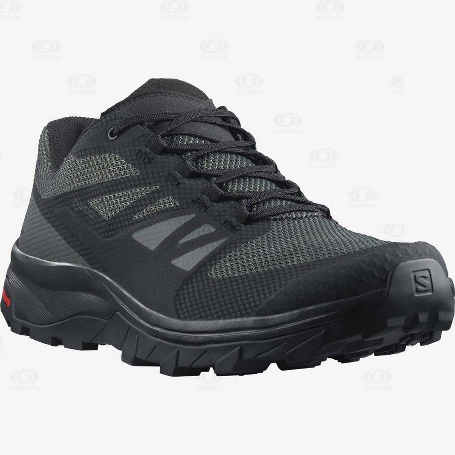 Pánské Nepromokavé Boty Salomon OUTLINE WIDE GORE-TEX Černé | CZ-W2000