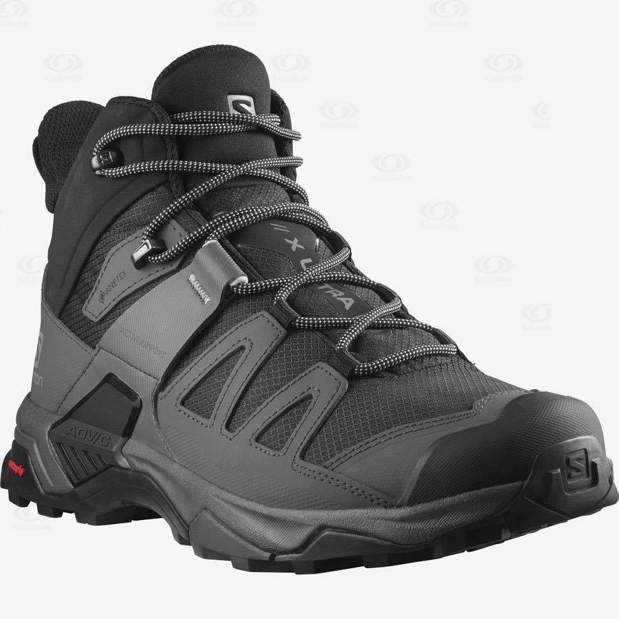 Pánské Nepromokavé Boty Salomon X ULTRA 4 MID WIDE GORE-TEX Černé Blankyt | CZ-M1846