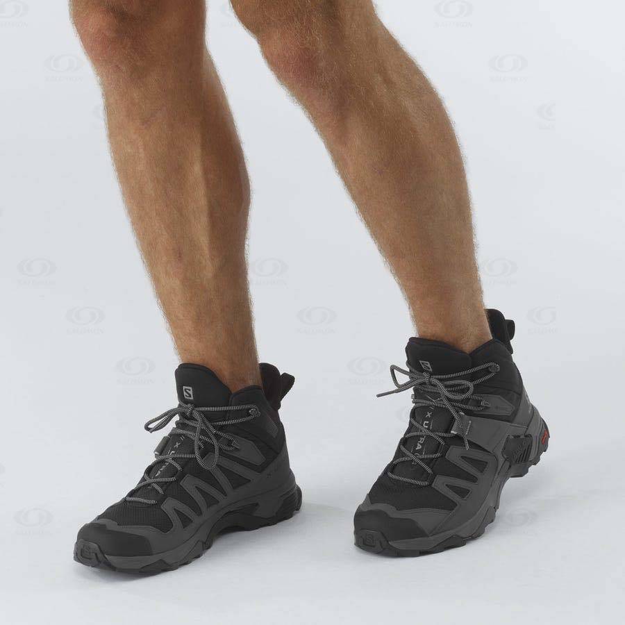 Pánské Nepromokavé Boty Salomon X ULTRA 4 MID WIDE GORE-TEX Černé Blankyt | CZ-M1846