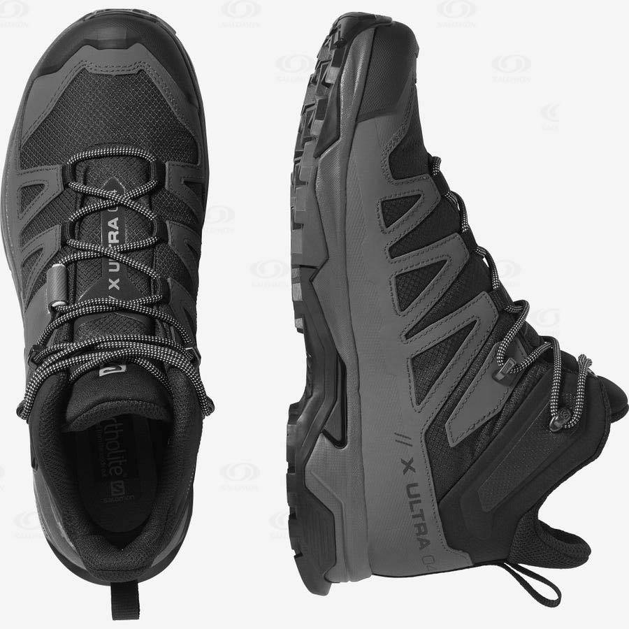 Pánské Nepromokavé Boty Salomon X ULTRA 4 MID WIDE GORE-TEX Černé Blankyt | CZ-M1846