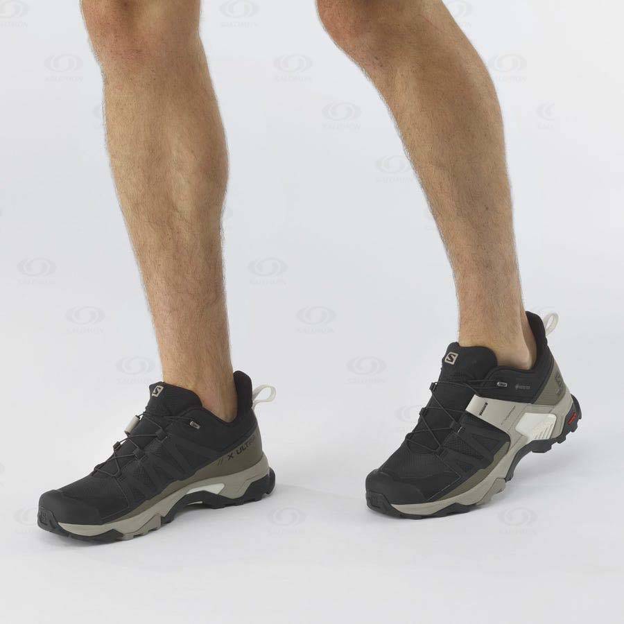 Pánské Nepromokavé Boty Salomon X ULTRA 4 GORE-TEX Šedé Černé Zelene | CZ-O1623