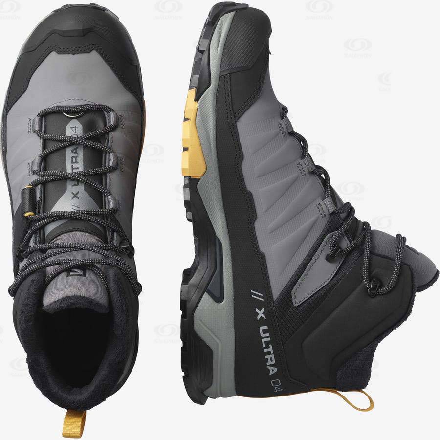 Pánské Nepromokavé Boty Salomon X ULTRA 4 MID WINTER THINSULATE™ CLIMASALOMON™ Černé Šedé | CZ-O1875