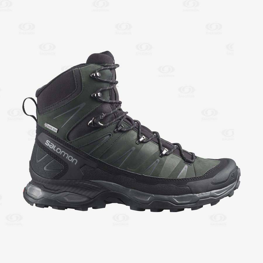 Pánské Nepromokavé Boty Salomon X ULTRA TREK GORE-TEX Šedé Černé Zelene | CZ-W1510