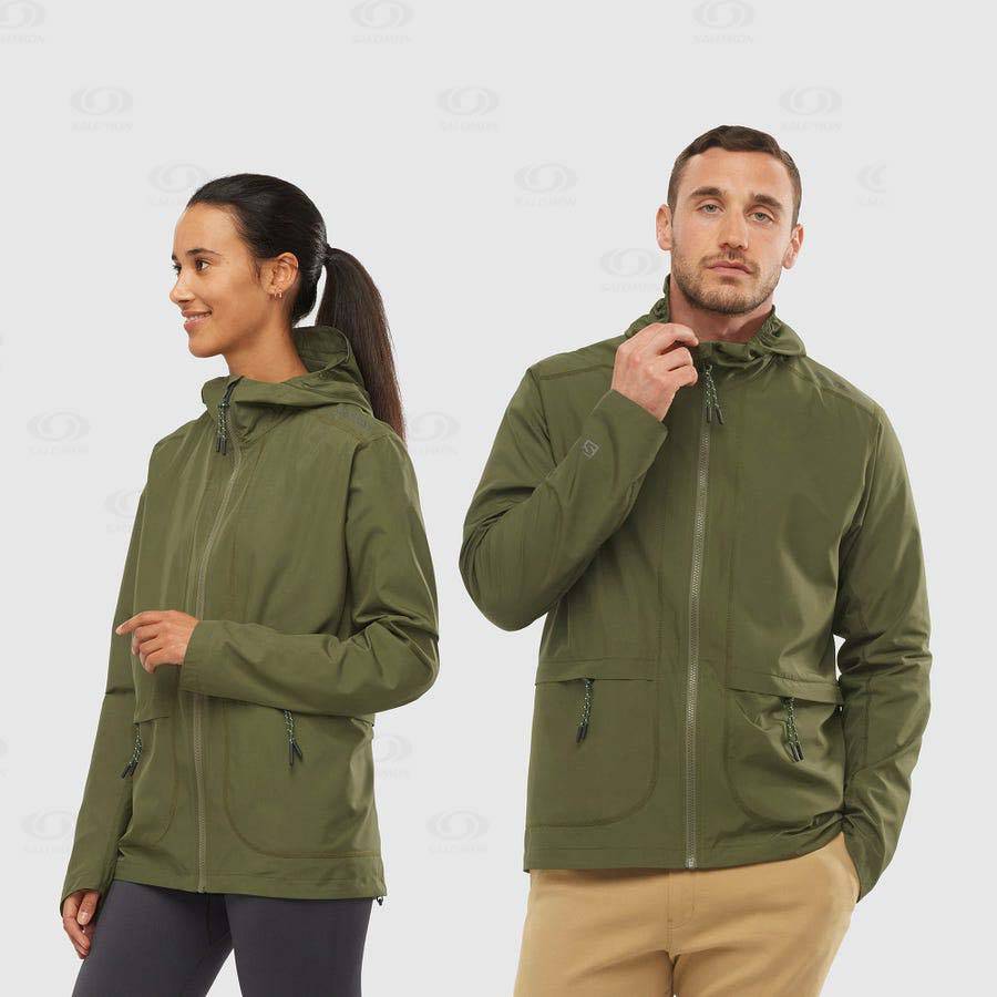Pánské Softshellová Bunda Salomon Bundy OUTLIFE PACKABLE SHELL U Olivy Zelené | CZ-A1752