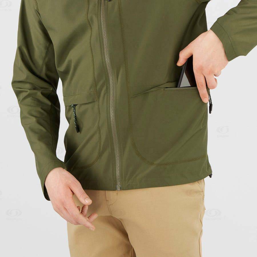 Pánské Softshellová Bunda Salomon Bundy OUTLIFE PACKABLE SHELL U Olivy Zelené | CZ-A1752