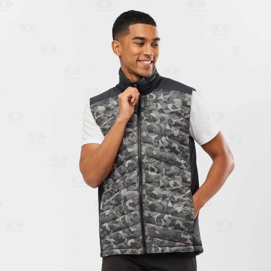 Pánské Softshellová Bunda Salomon Bundy ESSENTIAL XWARM DOWN Bílé Černé | CZ-A1906