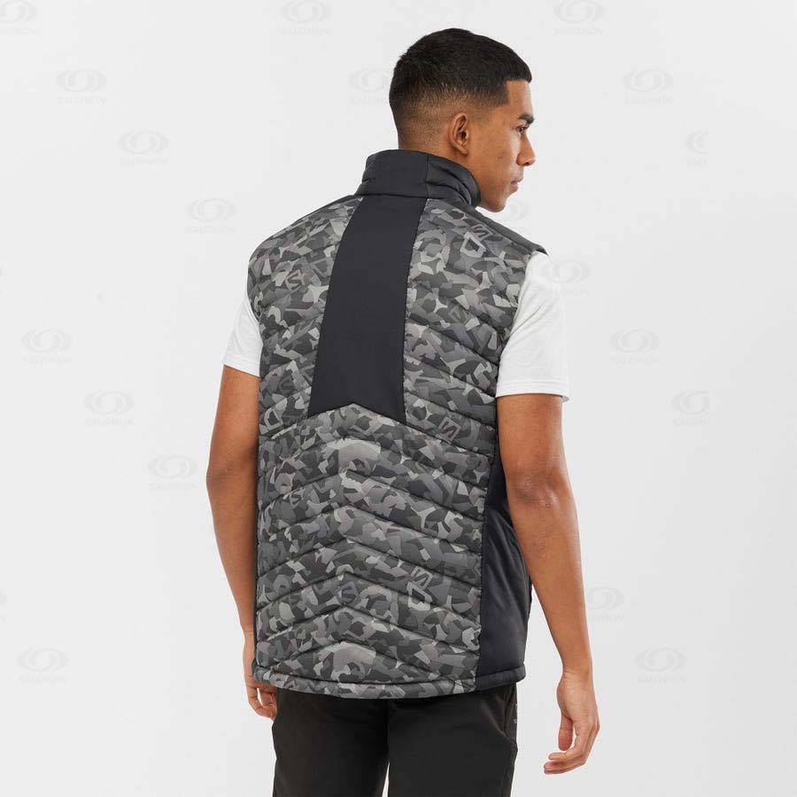 Pánské Softshellová Bunda Salomon Bundy ESSENTIAL XWARM DOWN Bílé Černé | CZ-A1906