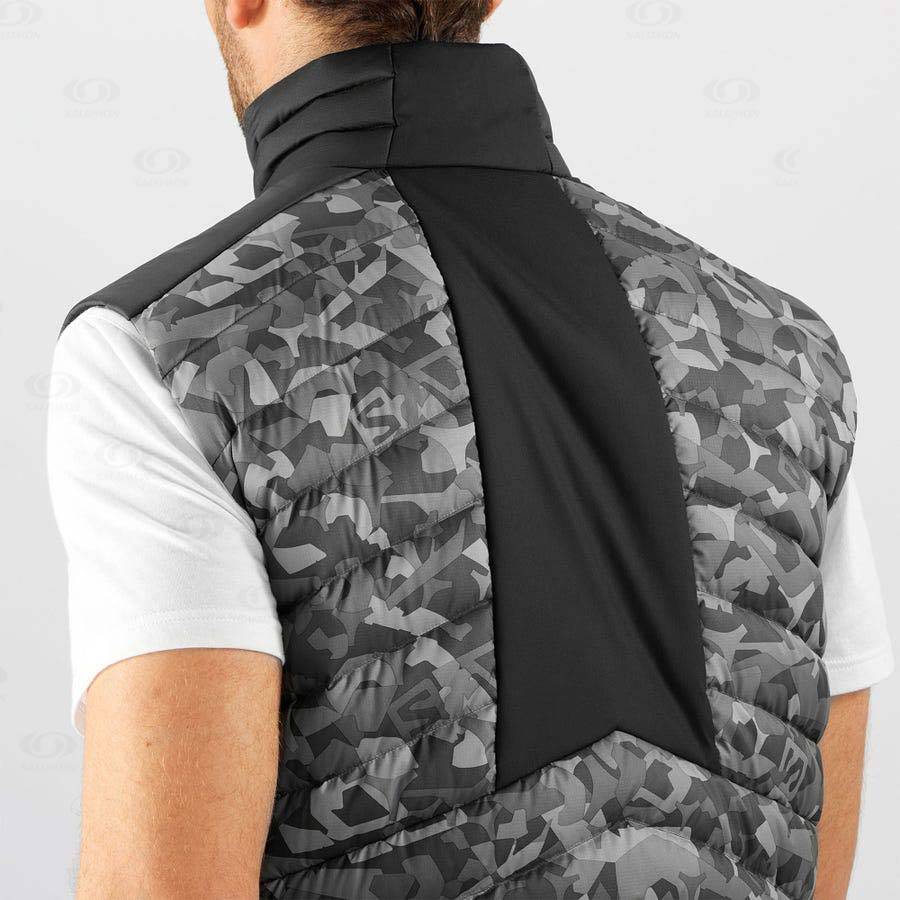 Pánské Softshellová Bunda Salomon Bundy ESSENTIAL XWARM DOWN Bílé Černé | CZ-A1906