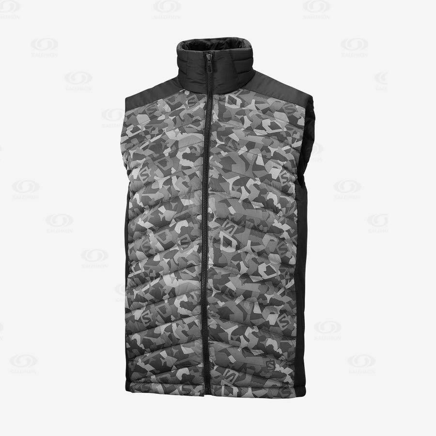 Pánské Softshellová Bunda Salomon Bundy ESSENTIAL XWARM DOWN Bílé Černé | CZ-A1906