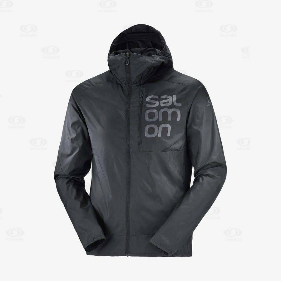 Pánské Softshellová Bunda Salomon Bundy BONATTI CROSS WIND Černé | CZ-A2284