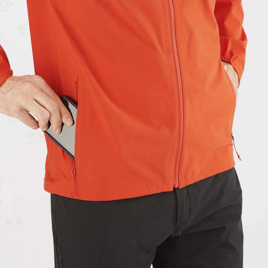 Pánské Softshellová Bunda Salomon Bundy ESSENTIAL WATERPROOF 2.5L Oranžové | CZ-A2522