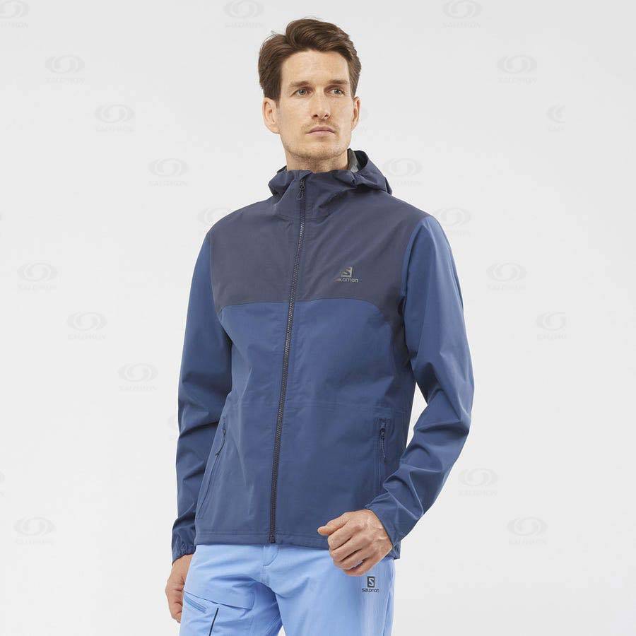Pánské Softshellová Bunda Salomon Bundy ESSENTIAL WATERPROOF 2.5L Blankyt | CZ-L1137