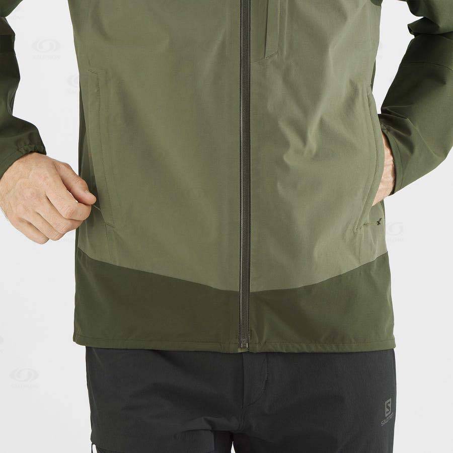 Pánské Softshellová Bunda Salomon Bundy OUTRACK WATERPROOF 2.5L Olivy Zelené | CZ-L1795