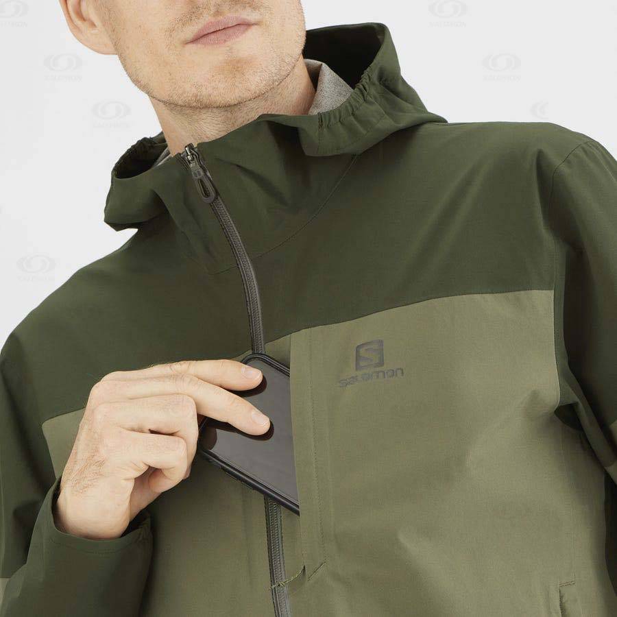 Pánské Softshellová Bunda Salomon Bundy OUTRACK WATERPROOF 2.5L Olivy Zelené | CZ-L1795