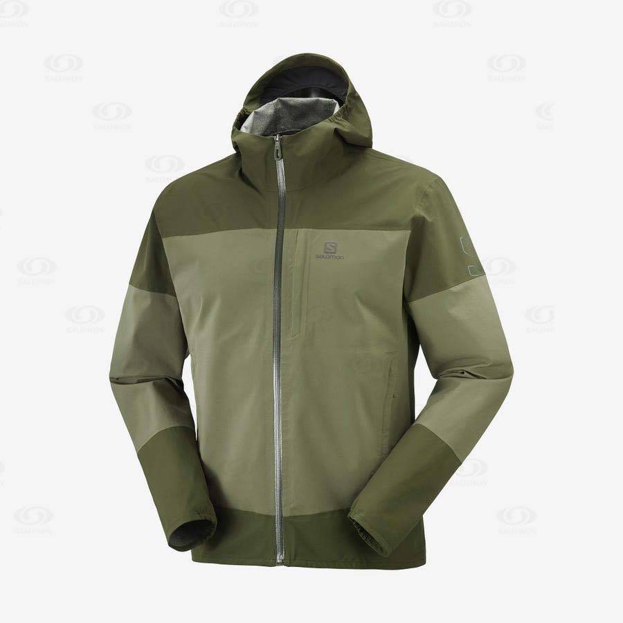 Pánské Softshellová Bunda Salomon Bundy OUTRACK WATERPROOF 2.5L Olivy Zelené | CZ-L1795
