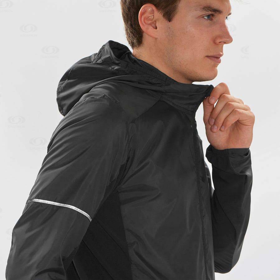 Pánské Softshellová Bunda Salomon Bundy AGILE WIND Černé | CZ-L2131