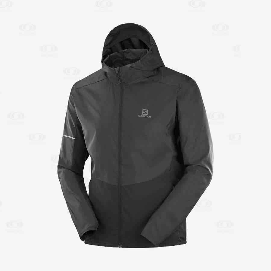 Pánské Softshellová Bunda Salomon Bundy AGILE WIND Černé | CZ-L2131