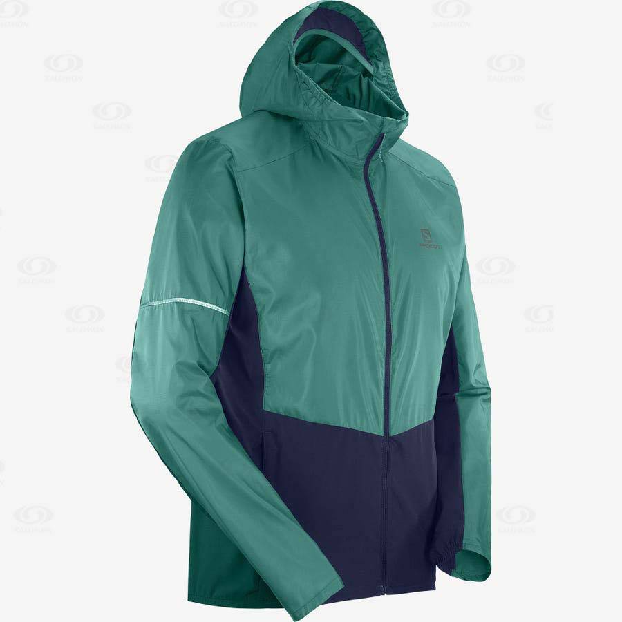 Pánské Softshellová Bunda Salomon Bundy AGILE WIND Černé Zelene | CZ-L2383