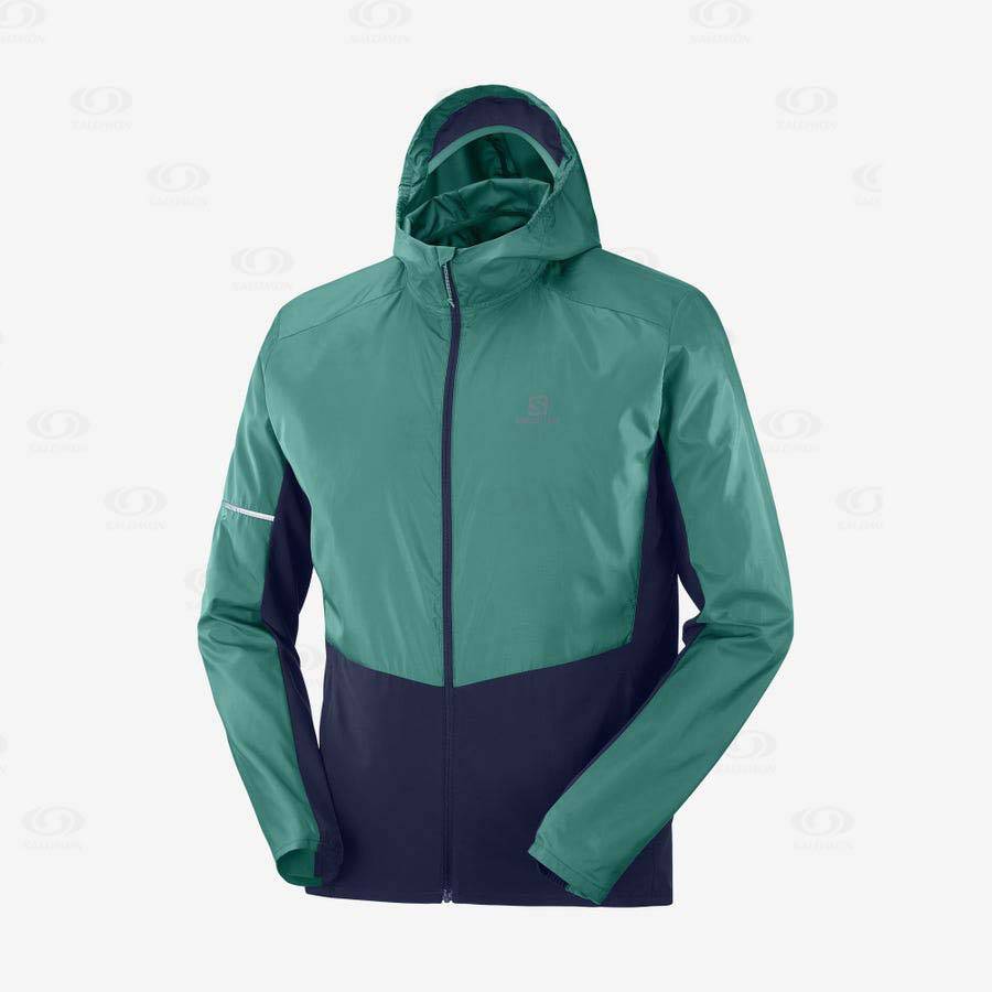 Pánské Softshellová Bunda Salomon Bundy AGILE WIND Černé Zelene | CZ-L2383