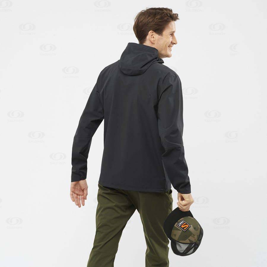 Pánské Softshellová Bunda Salomon Bundy ESSENTIAL WATERPROOF 2.5L Černé | CZ-M1440