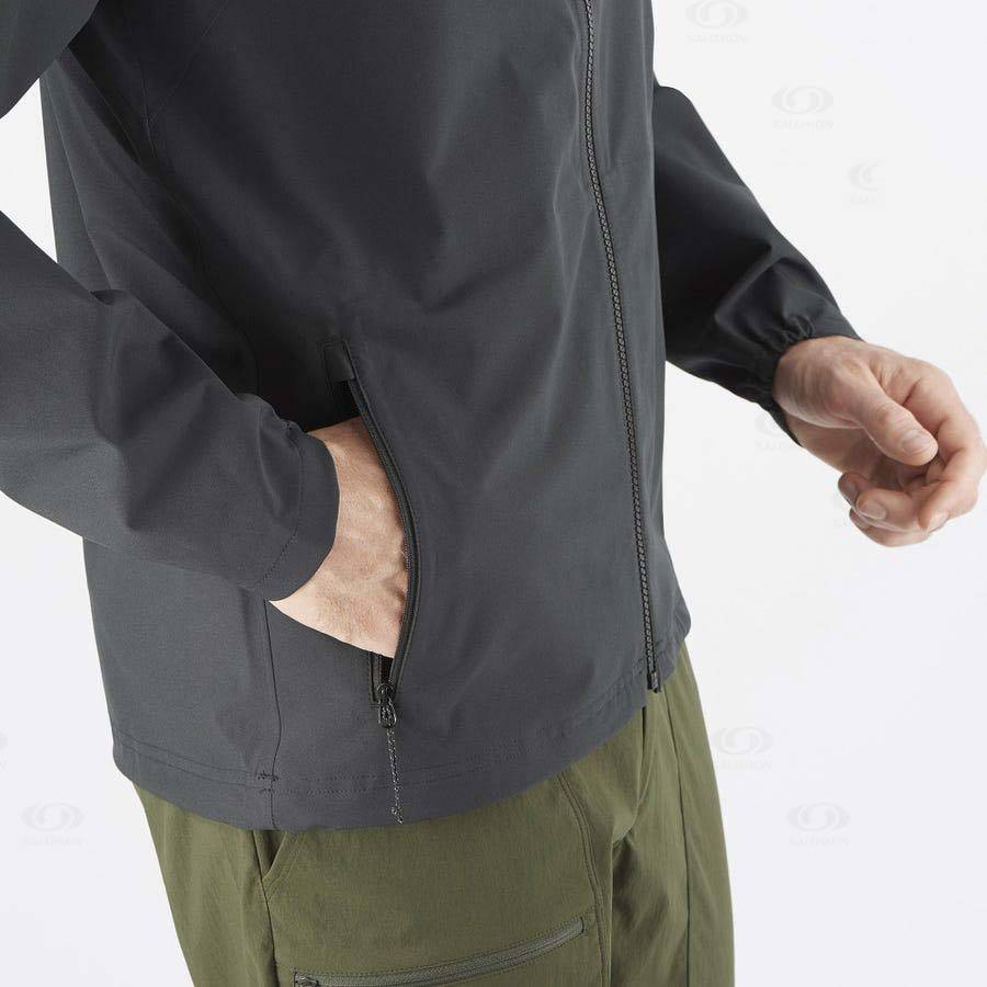 Pánské Softshellová Bunda Salomon Bundy ESSENTIAL WATERPROOF 2.5L Černé | CZ-M1440