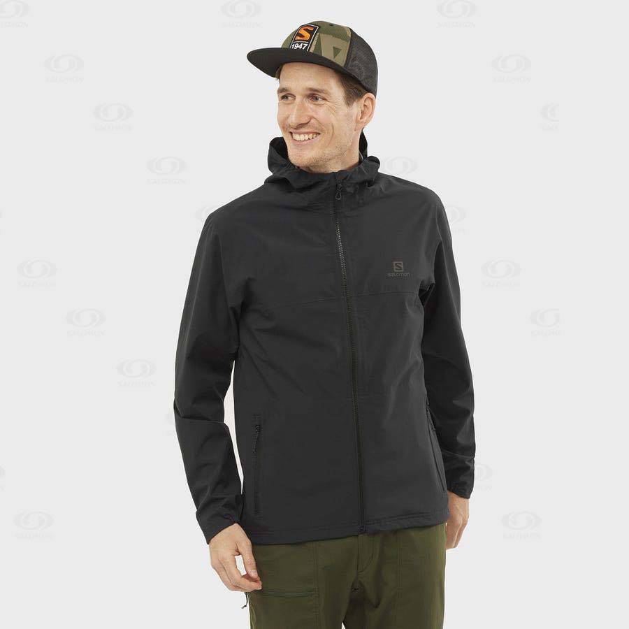 Pánské Softshellová Bunda Salomon Bundy ESSENTIAL WATERPROOF 2.5L Černé | CZ-M1440