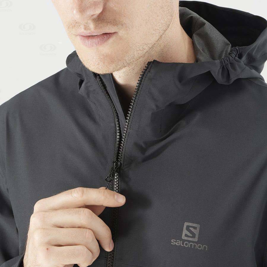Pánské Softshellová Bunda Salomon Bundy ESSENTIAL WATERPROOF 2.5L Černé | CZ-M1440