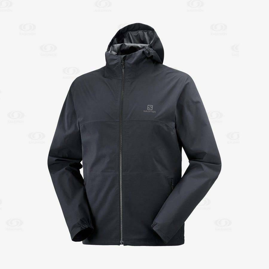 Pánské Softshellová Bunda Salomon Bundy ESSENTIAL WATERPROOF 2.5L Černé | CZ-M1440
