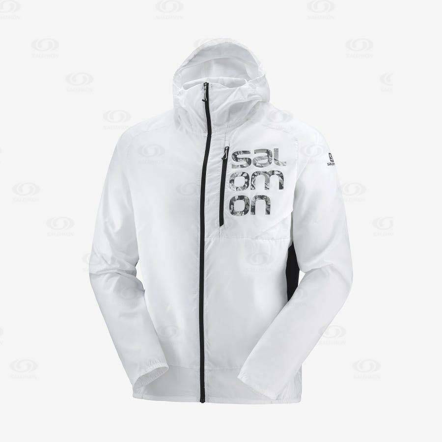 Pánské Softshellová Bunda Salomon Bundy BONATTI CROSS WIND Bílé | CZ-O1238