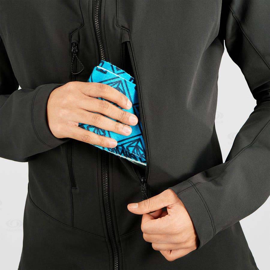 Pánské Softshellová Bunda Salomon Bundy OUTPEAK SOFTSHELL Černé | CZ-O1726