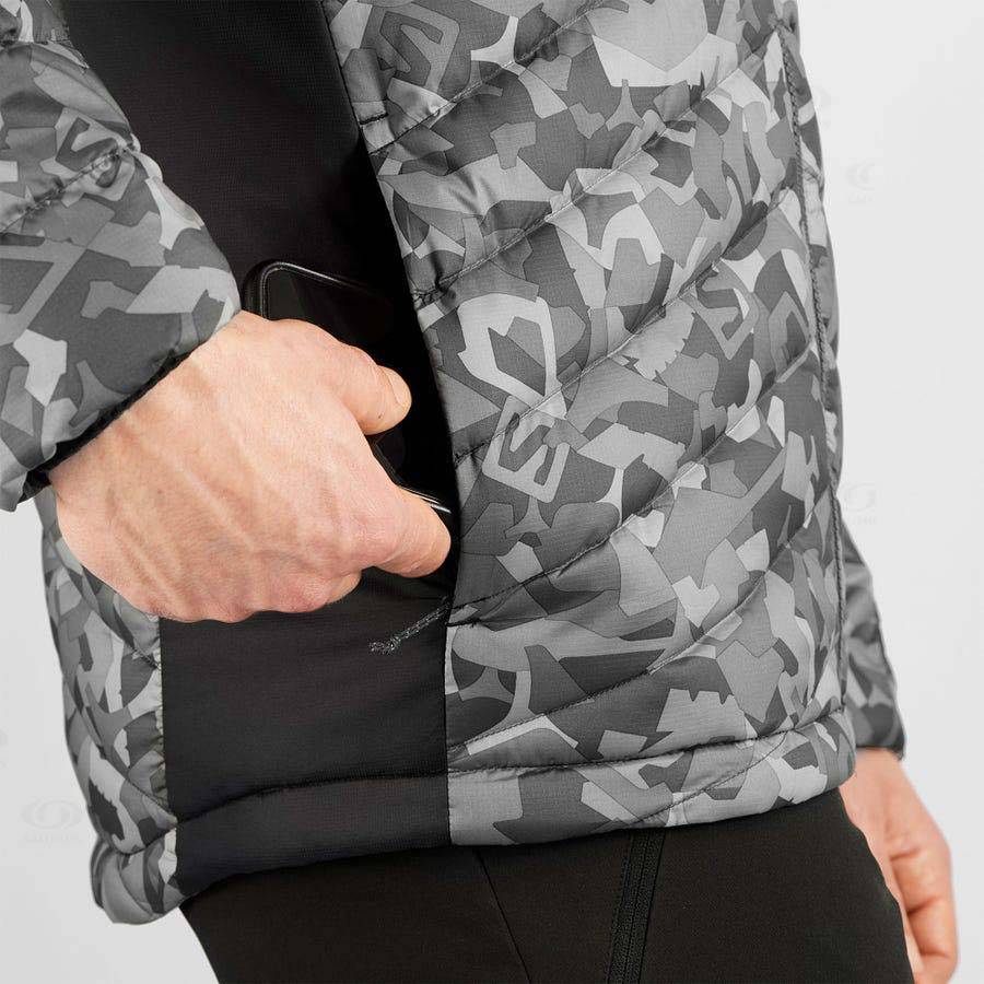 Pánské Softshellová Bunda Salomon Bundy ESSENTIAL XWARM DOWN Bílé Černé | CZ-O2491