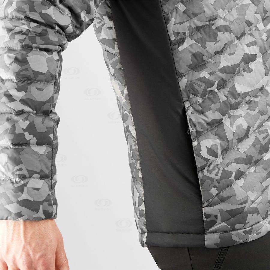 Pánské Softshellová Bunda Salomon Bundy ESSENTIAL XWARM DOWN Bílé Černé | CZ-O2491
