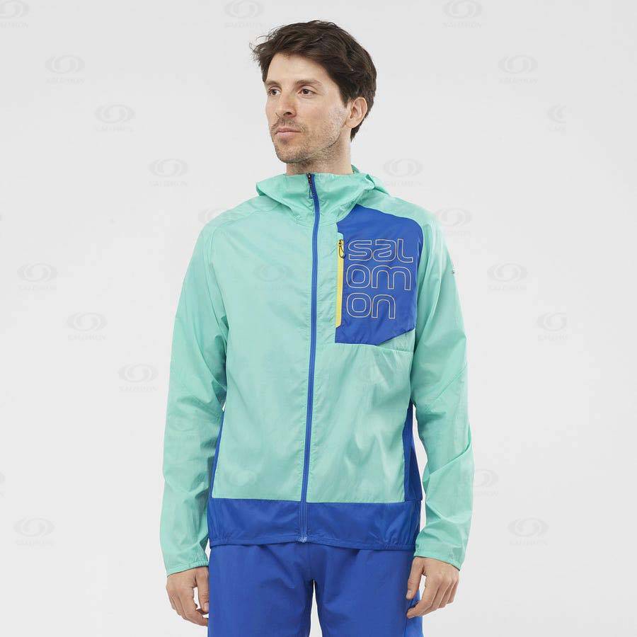 Pánské Softshellová Bunda Salomon Bundy BONATTI CROSS WIND Mátově Zelená | CZ-S1765