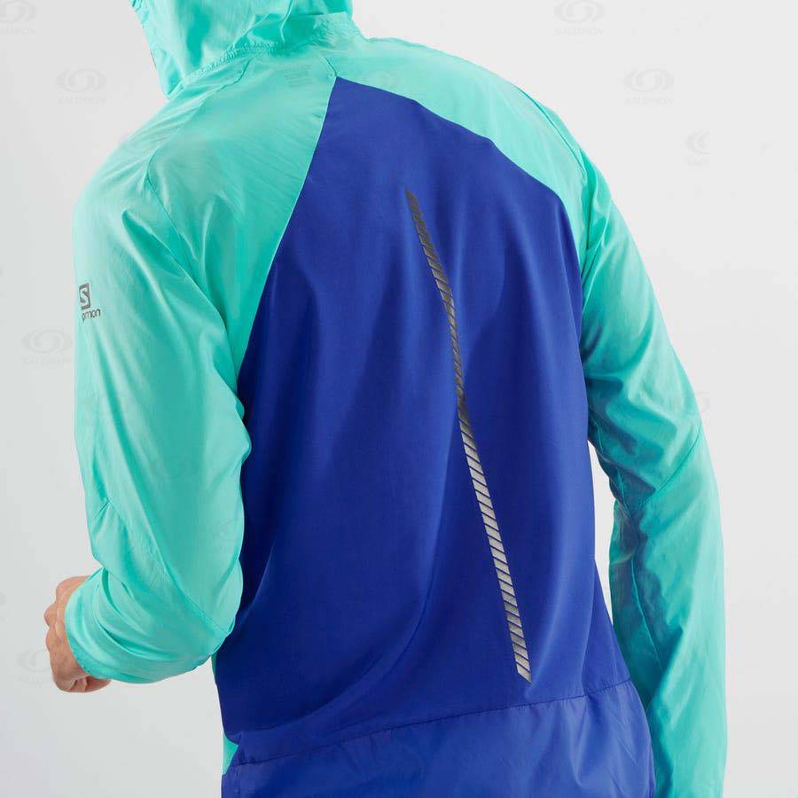 Pánské Softshellová Bunda Salomon Bundy BONATTI CROSS WIND Mátově Zelená | CZ-S1765