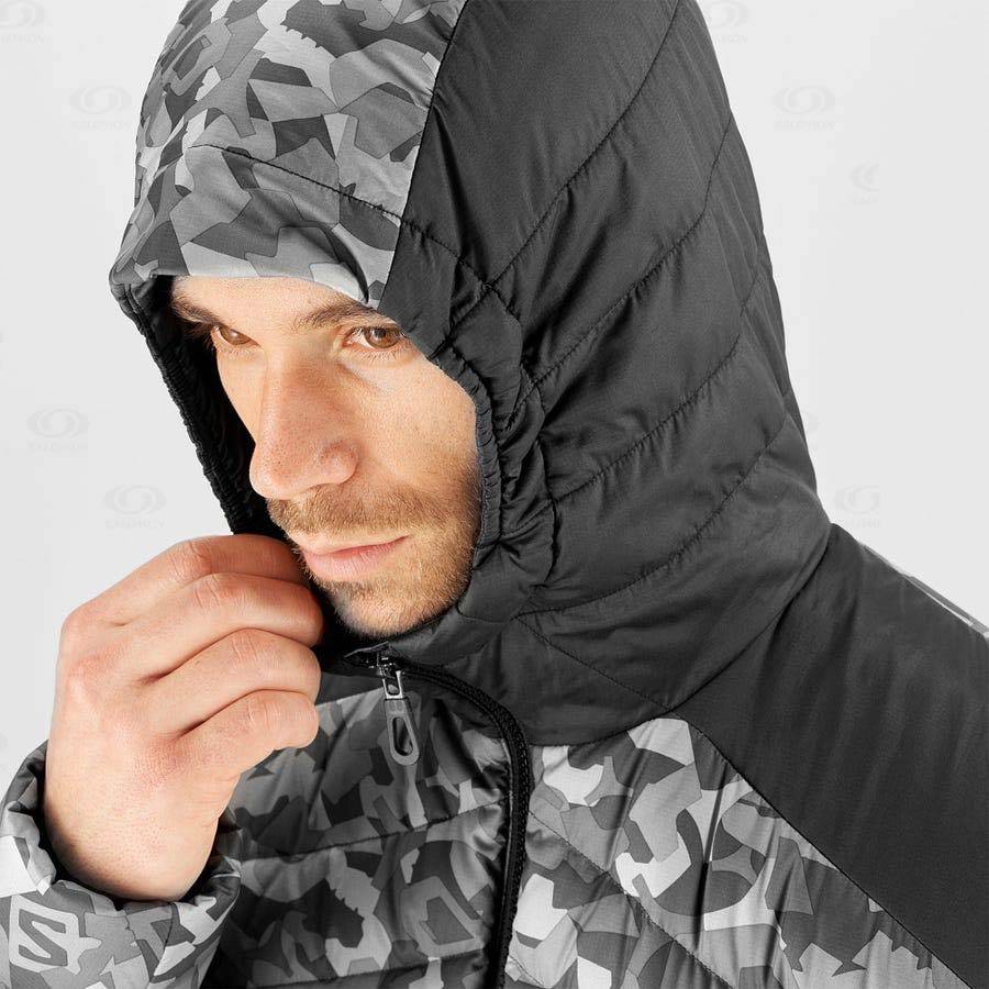 Pánské Softshellová Bunda Salomon Bundy ESSENTIAL XWARM DOWN Bílé Černé | CZ-S1989