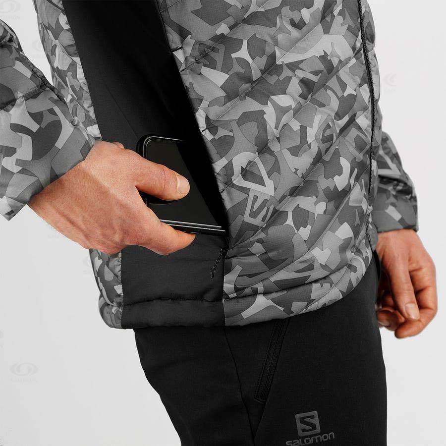 Pánské Softshellová Bunda Salomon Bundy ESSENTIAL XWARM DOWN Bílé Černé | CZ-S1989