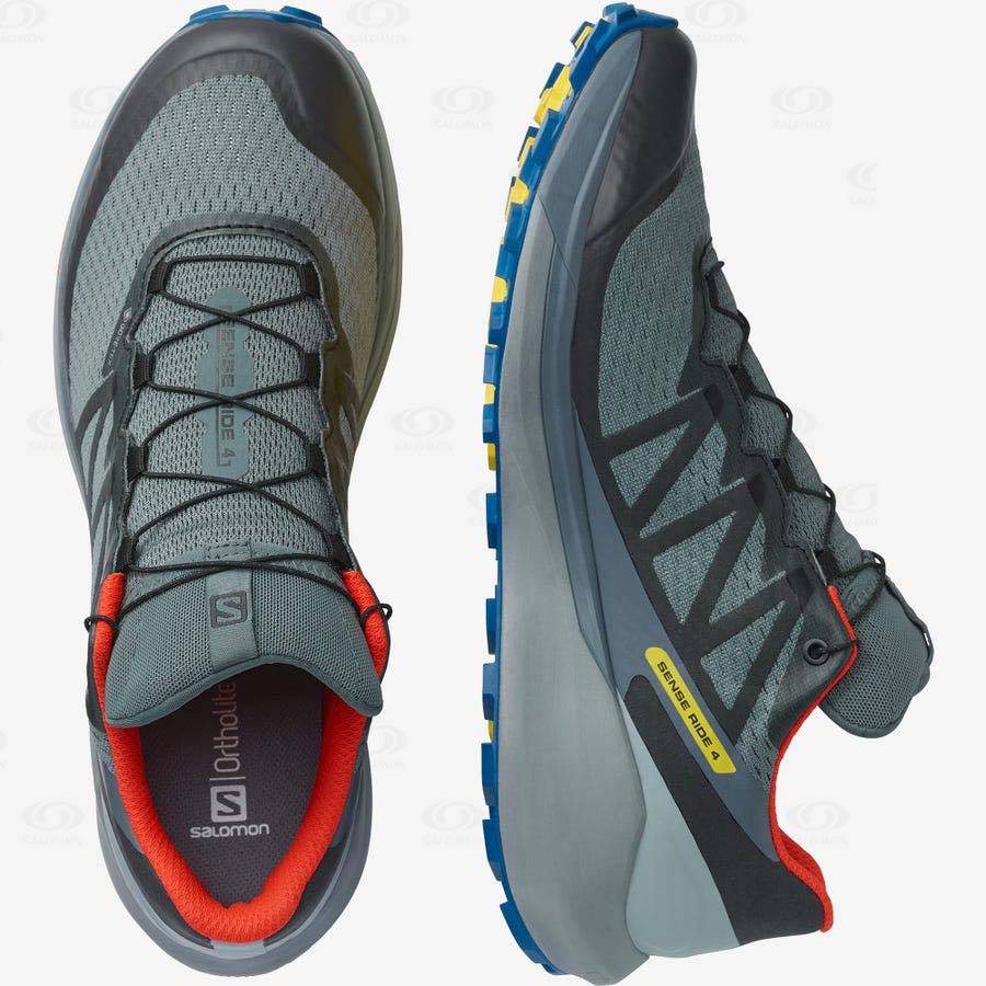 Pánské Trailové Běžecké Boty Salomon SENSE RIDE 4 GORE-TEX INVISIBLE FIT Olivy Zelené | CZ-W2820